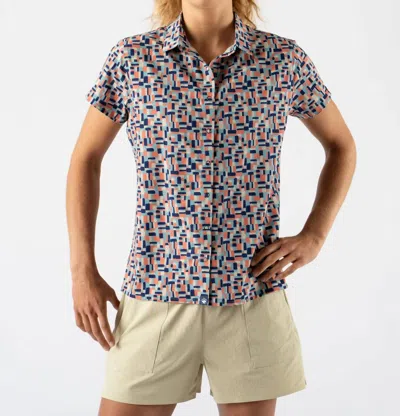 Rabbit High Country Print Short Sleeve Top In Off The Grid In Animal Print
