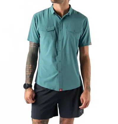 Rabbit Men's High Country Short Sleeve Shirt In Hydro/blue Plaid In Multi