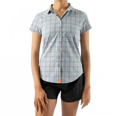 Rabbit Perforated Performance Short-sleeve Shirt In All Aboard Plaid In Blue