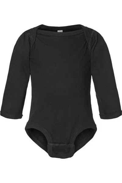 Rabbit Skins Kids' Infant Fine Jersey Long Sleeve Bodysuit In Black