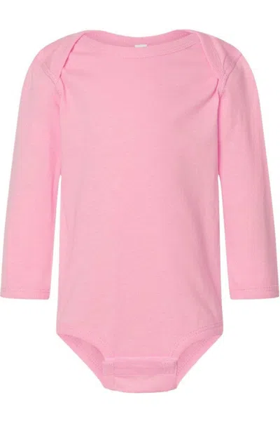 Rabbit Skins Kids' Infant Fine Jersey Long Sleeve Bodysuit In Pink
