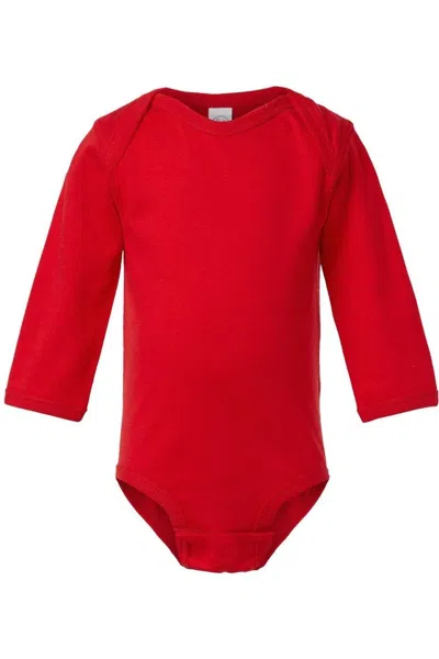 Rabbit Skins Kids' Infant Fine Jersey Long Sleeve Bodysuit In Red