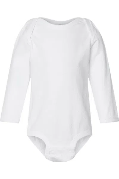 Rabbit Skins Kids' Infant Fine Jersey Long Sleeve Bodysuit In White