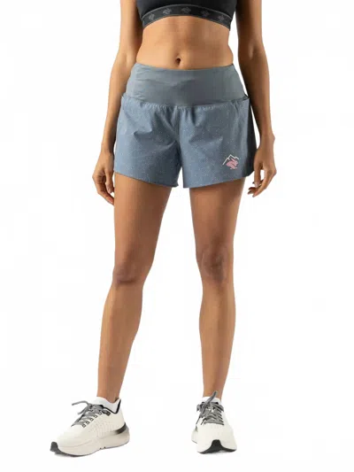 Rabbit Summit Chasers Running Shorts In Stormy Weather Squares In Blue