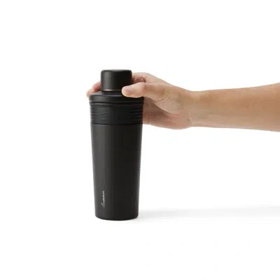 Rabbit Wine 18 oz Stainless Steel Cocktail Shaker, Multi-use Stainless Steel Topper With 1.5 oz Jigger Cap  In Black