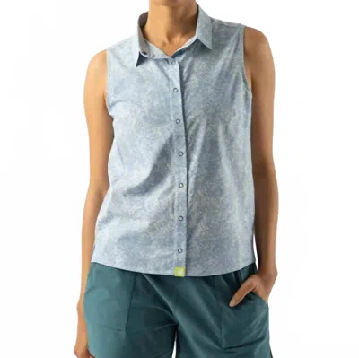 Rabbit Women's High Country Sleeveless Top In Endless Sky Fern In Blue