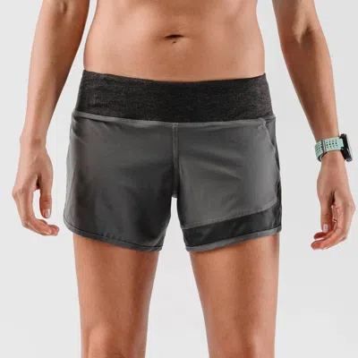 Rabbit Women's Hopper Running Shorts In Iron Gate In Gold