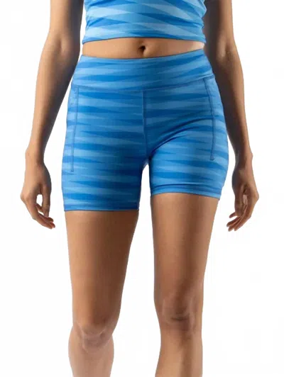 Rabbit Women's Speed Leggy 4" Running Shorts In Azure Blue Stripe In Multi