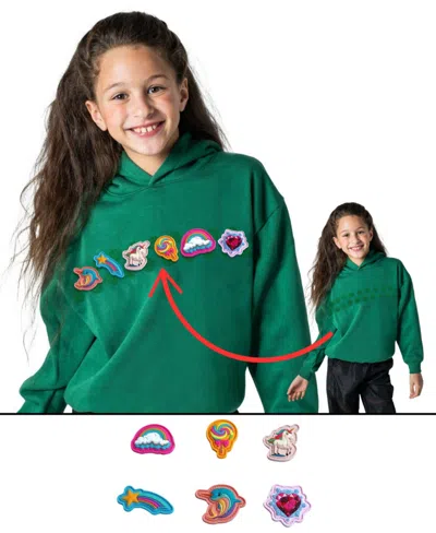Rabble Clothing Kids' Unisex Customizable Hoodie Bundle With Magic Wonders Patch Dabblz In Precious Emerald