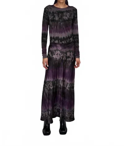 Rabens Saloner Arizona Long A-line Skirt In Purple Combo In Black