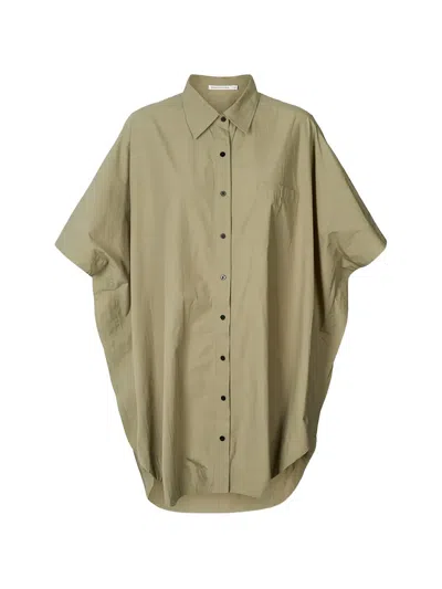 Rabens Saloner Berta Button-down Shirt Mini Dress In Green