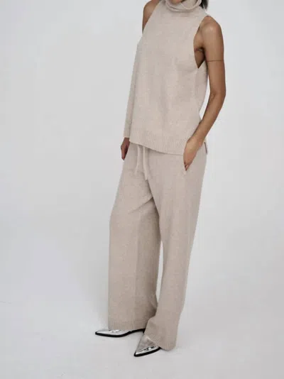 Rabens Saloner Diara Funnel Halter Top In Oatmeal In Gray