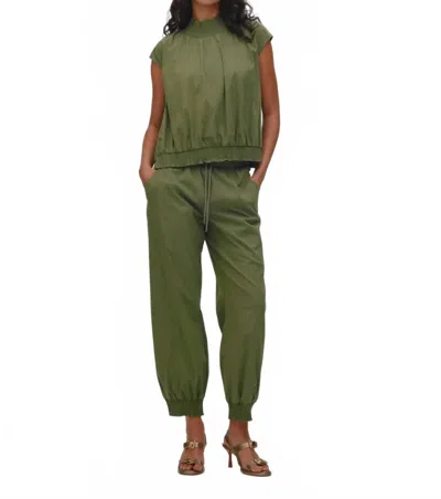 Rabens Saloner Domino Papery Angle Seam Pants In Shadow In Green