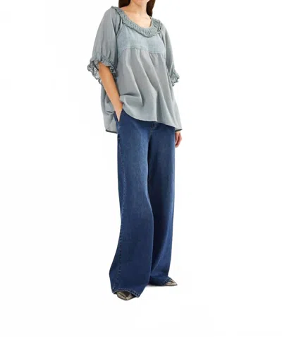 Rabens Saloner Dorita Cotton Angel Top In Mint Green In Gray
