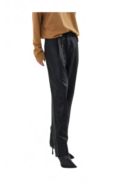 Rabens Saloner Glazed Pleat Pants In Black