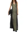 Rabens Saloner Graffiti Bias Dress In Olive Charcoal In Green