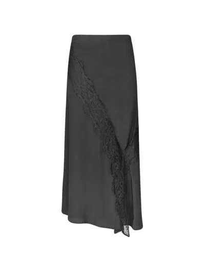 Rabens Saloner Lace-trim Asymmetric Skirt In Black