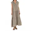 Rabens Saloner Lorita V-neck Maxi Dress In Pearl Grey In Multi