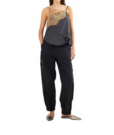 Rabens Saloner Sheer Lace Camisole Top In Dark Shadow Combo In Gray
