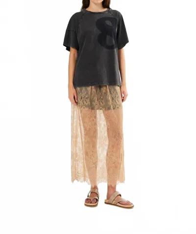 Rabens Saloner Sheer Lace Midi Skirt In Blessing In Black