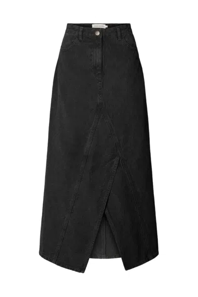 Rabens Saloner Women's Denim Black Skirt In Kiddie