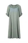 Rabens Saloner Women's Dortia Cotton Angel Dress In Sage Green In Multi