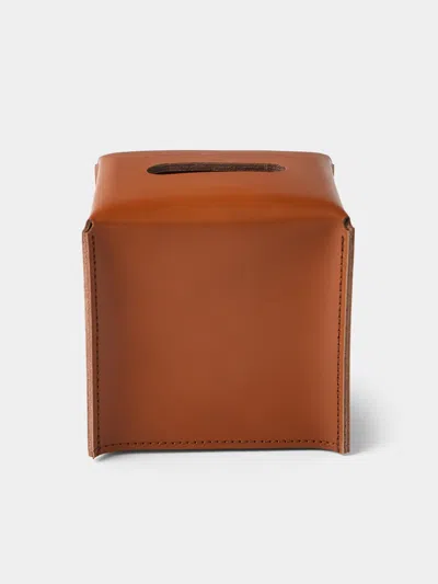 Rabitti 1969 Amsterdam Leather Tissue Box In Brown
