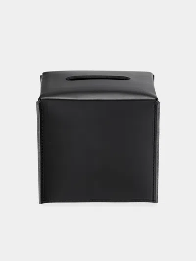 Rabitti 1969 Amsterdam Leather Tissue Box  Abask Luxury Gift In Black