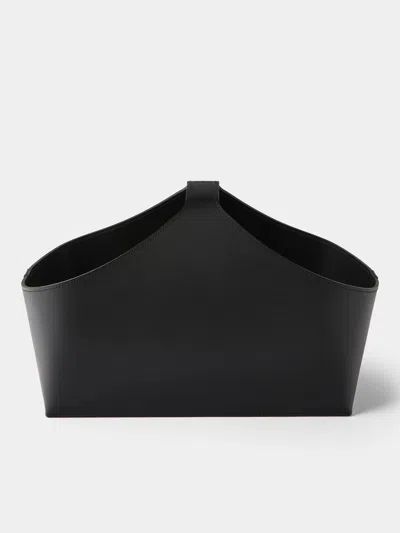 Rabitti 1969 Arco Leather Basket With Handles In Black