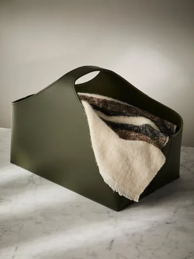 Rabitti 1969 Arco Leather Basket With Handles In Green