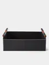 Rabitti 1969 Beta Leather Rectangular Low Basket In Black