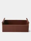 Rabitti 1969 Beta Leather Rectangular Low Basket In Burgundy