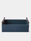 Rabitti 1969 Beta Leather Rectangular Low Basket In Blue