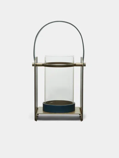 Rabitti 1969 Lumen Glass And Leather Small Lantern  Abask Luxury Gift In Metallic