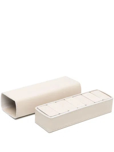 Rabitti 1969 Neutral Leather Dominoes Set In Neutrals