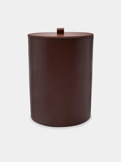 Rabitti 1969 Orvieto Leather Wastepaper Bin  Abask Luxury Gift In Brown