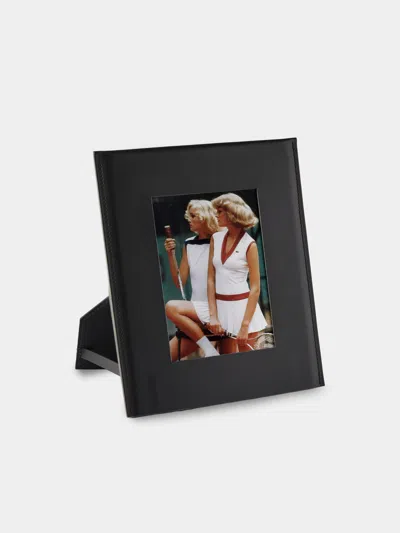 Rabitti 1969 Simple Saddle Leather Photo Frame (4x6") In Black
