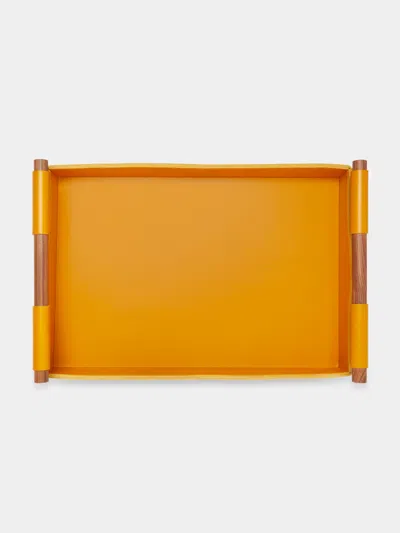 Rabitti 1969 Sorrento Leather Tray  Abask Luxury Gift In Yellow