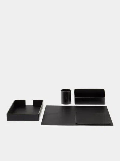 Rabitti 1969 Todi Leather Desk Set  Abask Gift Set In Black
