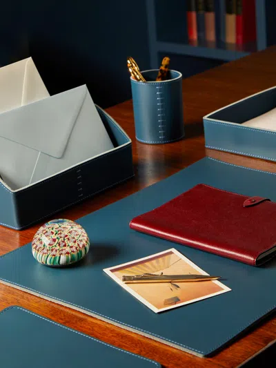 Rabitti 1969 Todi Leather Desk Set  Abask Gift Set In Blue