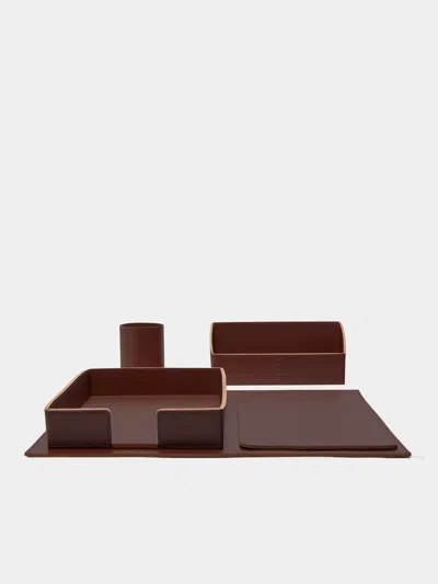 Rabitti 1969 Todi Leather Desk Set  Abask Gift Set In Brown
