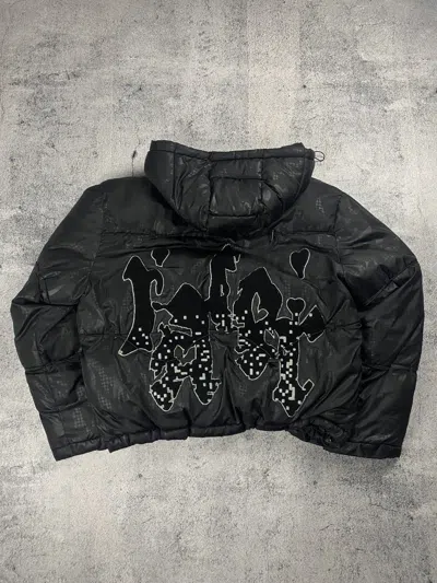 Pre-owned Racer Worldwide Big Logo Avant Garde Puffer Jacket In Black