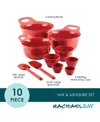 Rachael Ray 10-pc. Mix And Measure Mixing Bowl Measuring Cup And Utensil Set In Red