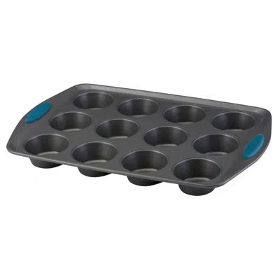 Rachael Ray 12-cup Non-stick Yum-o Bakeware Oven Lovin Muffin Pan In Gray,blue