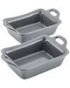 Rachael Ray Ceramic Rectangular 2-pc. Au Gratin Dish In Gray