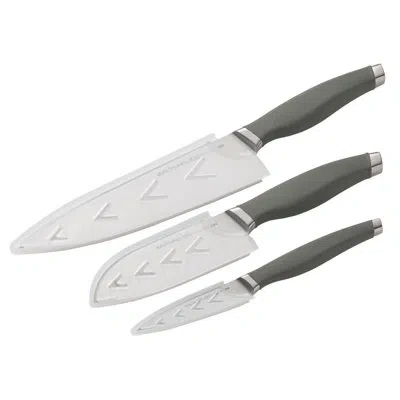 Rachael Ray 3 Piece Cutlery Japanese Stainless Steel Chef Knife Set In Gray