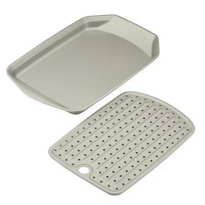 Rachael Ray Bakeware Without Grips Nonstick Crisp And Baking Slide Sheet Pan Set, 2 Piece, Gray