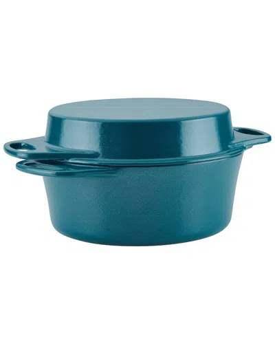 Rachael Ray Cast Iron Double Duty - 4 Qt. Casserole In Teal