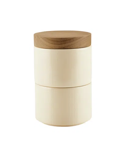 Rachael Ray Ceramic 2-piece Stacking Spice Box Set With Lid In Almond