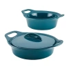 Rachael Ray Ceramic 3-pc. Casserole Bakers With Shared Lid Set In Blue